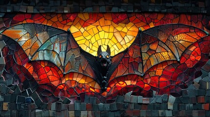 stained glass Painting of a bats