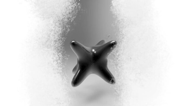 Animation of a mysterious dark artifact or mineral with film distortion around the edges. You can place text or a logo above the object or on the sides of the image.