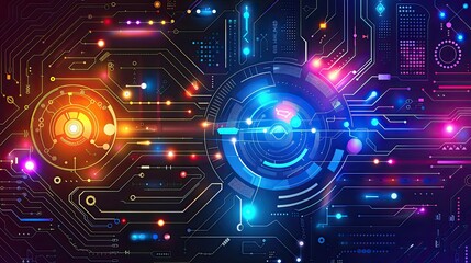 Obraz premium Abstract tech diagram in vibrant colors.