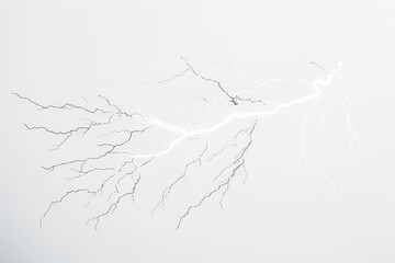 Realistic photograph of a complete Lightning,solid stark white background, focused lighting