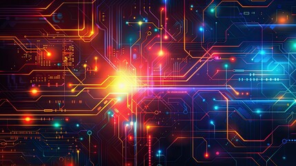 Abstract tech diagram in vibrant colors. 