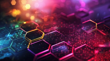 Colorful futuristic hexagon technology abstract background.