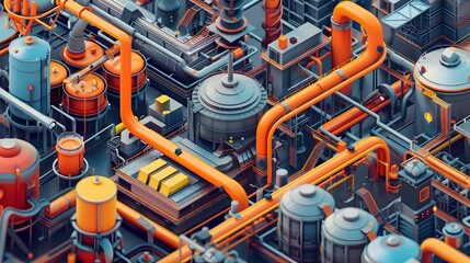 Fototapeta premium Intricate Isometric of Lockout-Tagout Safety Procedures in Manufacturing Environment