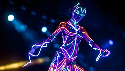 Performer in Full Neon Suit