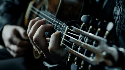 Naklejka premium A close-up shot of a musician hands 