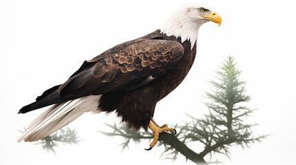 Obraz premium Double Exposure, White Background, Bald Eagle illustration ~ Created using Generative AI