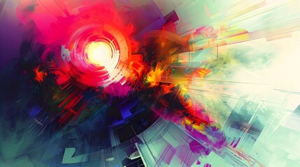 Vibrant and Dynamic Digital Artwork Showcasing Renewable Energy Transformation