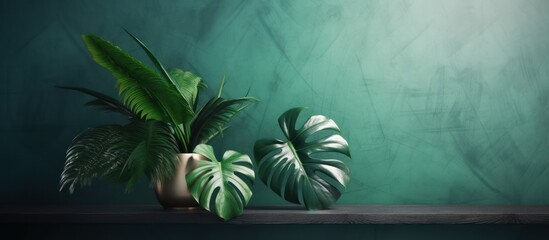 a copy of the green wall space and decorated with green plants with a tropical concept