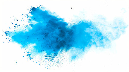 Obraz premium Blue powder splash, isolated on white background, flat lay