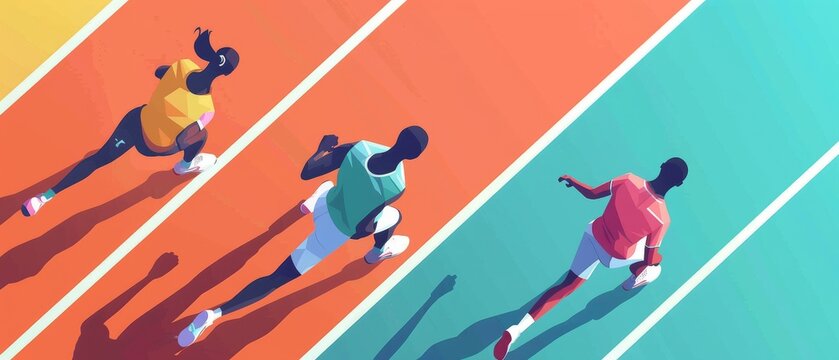 Trendy sportswear flat design top view performance theme animation Splitcomplementary color scheme