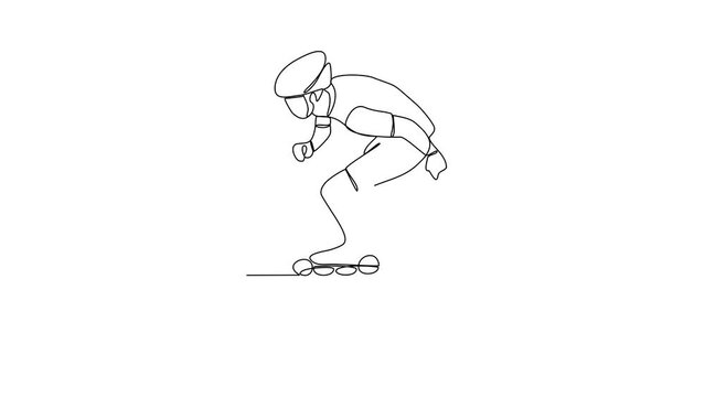 Animated self drawing of roller speed skating video illustration. roller speed skating design in simple linear continuous style video concept. Sports themes design for your asset design video.