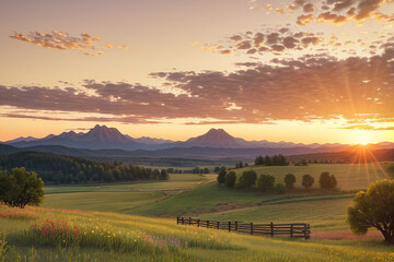 Obraz premium sunset in the mountains