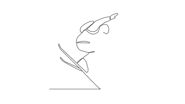 Animated self drawing of Snowboard sports video illustration. Snowboard sports design in simple linear continuous style video concept. Sports themes design for your asset video design illustration.