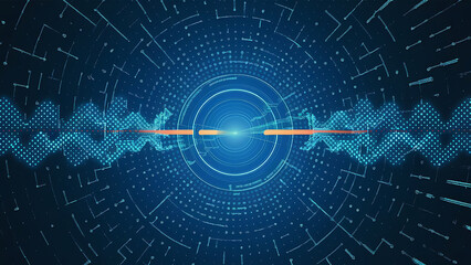 Obraz premium Structured database. Abstract digital wave particle. Digital music background. Sound vibrations. Futuristic dotted wave. Big data analytics. 3D illustration of nano particles in cyberspace
