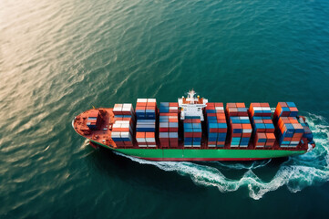 Cargo container Ship, cargo vessel ship carrying container and running for import export concept technology freight shipping sea freight
