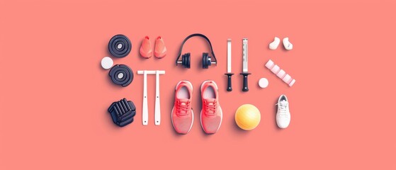 Lownoise exercise apparel flat design top view innovation theme animation Splitcomplementary color scheme