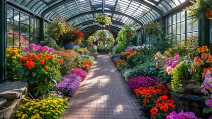 Botanical garden with vibrant floral displays 