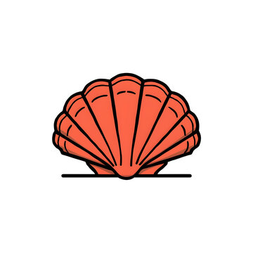 recommend clip art: A striking minimalist cartoon illustration of a clam shell, featuring bold colors and sharp black outlines