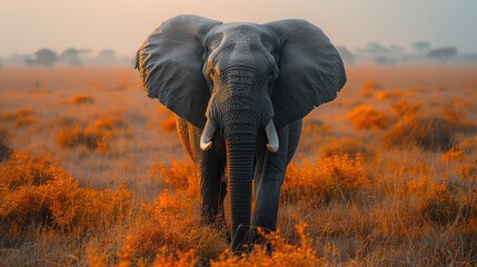A close-up photo of a majestic elephant roaming the African savanna, symbolizing the importance of...