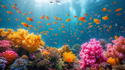 coral reef and fishes illustration
