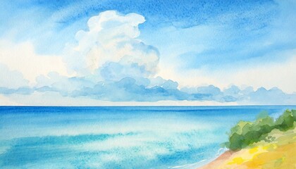 Obraz premium 水彩風の海の風景