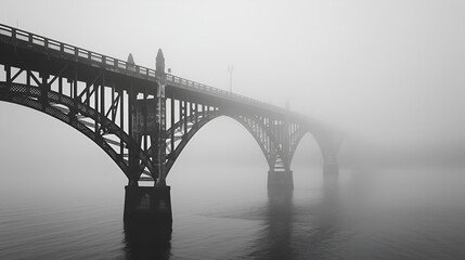Yaquina Bay Bridge on a foggy day
