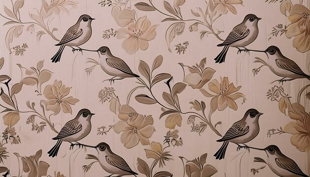 Papel tapiz de flores y aves (4)