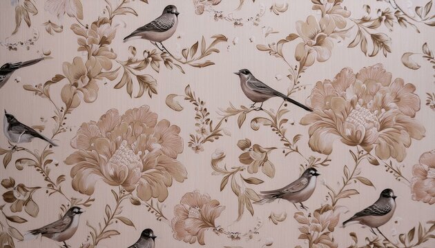 Papel tapiz de flores y aves (1)