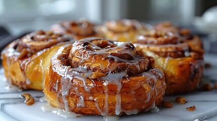 A freshly baked cinnamon roll with icing..stock image