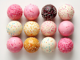 Attractive Assortment of brightly colored cake pops