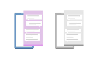 Message text chat app icon on mobile cell phone graphic design