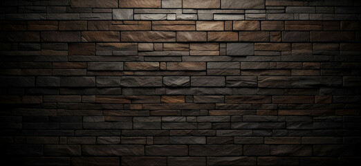 Brown and gray dark stone brick wall background, Abstract wall texture wallpaper