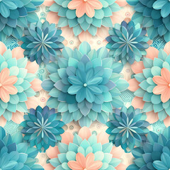 Seamless floral pattern, tiled pattern, surface design, mandala, pastel colors