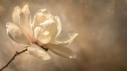 A graceful magnolia bloom bathed in soft, ethereal sunlight.