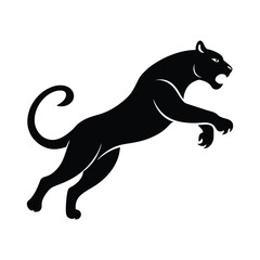 jump Panther Logo Symbol and icon silhouette vector Illustration on white background.