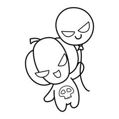 Obraz premium Pumpkin. halloween pumpkin monster. Holidays cartoon character design of coloring books. illustration, Vector