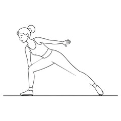 Women exercise One continuous single line hand drawing