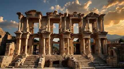 Fototapeta premium Located in Izmir, Turkey, the Ancient City of Ephesus is one of the most visited ancient settlements in Turkey and the world.generative.ai 