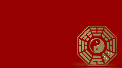 The Gold Bagua symbol of taoism for religion concept 3d rendering.