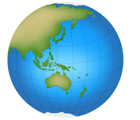 Globe asian and australian illustration