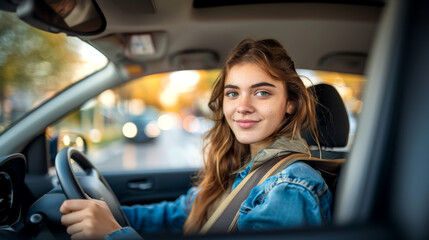 On the road to independence: young woman learns to drive and commands the road