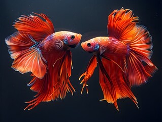 Fototapeta premium Confrontational Siamese Fighting Fish Showcased in Striking Detail