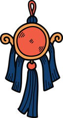 Illustration of scroll sign, hand drawn in Chinese style.