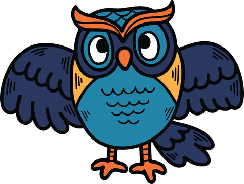recommend clip art: hand drawn owl illustration in line style