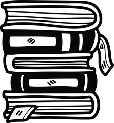 pile of books illustration in line style