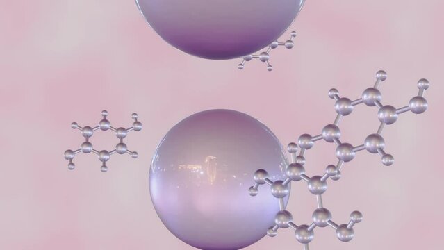 3d animation of Hydroquinone or HQ is also known as a melanin synthesis inhibitor and has antioxidant properties