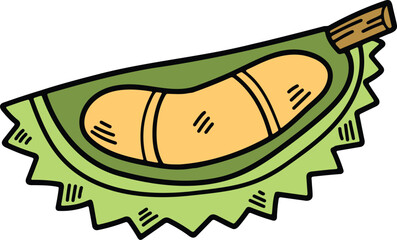 hand drawn delicious durian illustration in line style