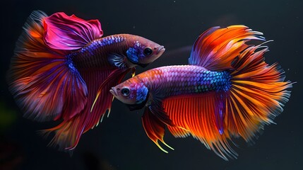 Brilliantly Colored Siamese Fighting Fish in Intense Territorial Display