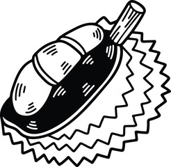 hand drawn delicious durian illustration in line style