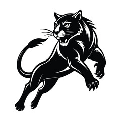 jump Panther Logo Symbol and icon silhouette vector Illustration on white background.